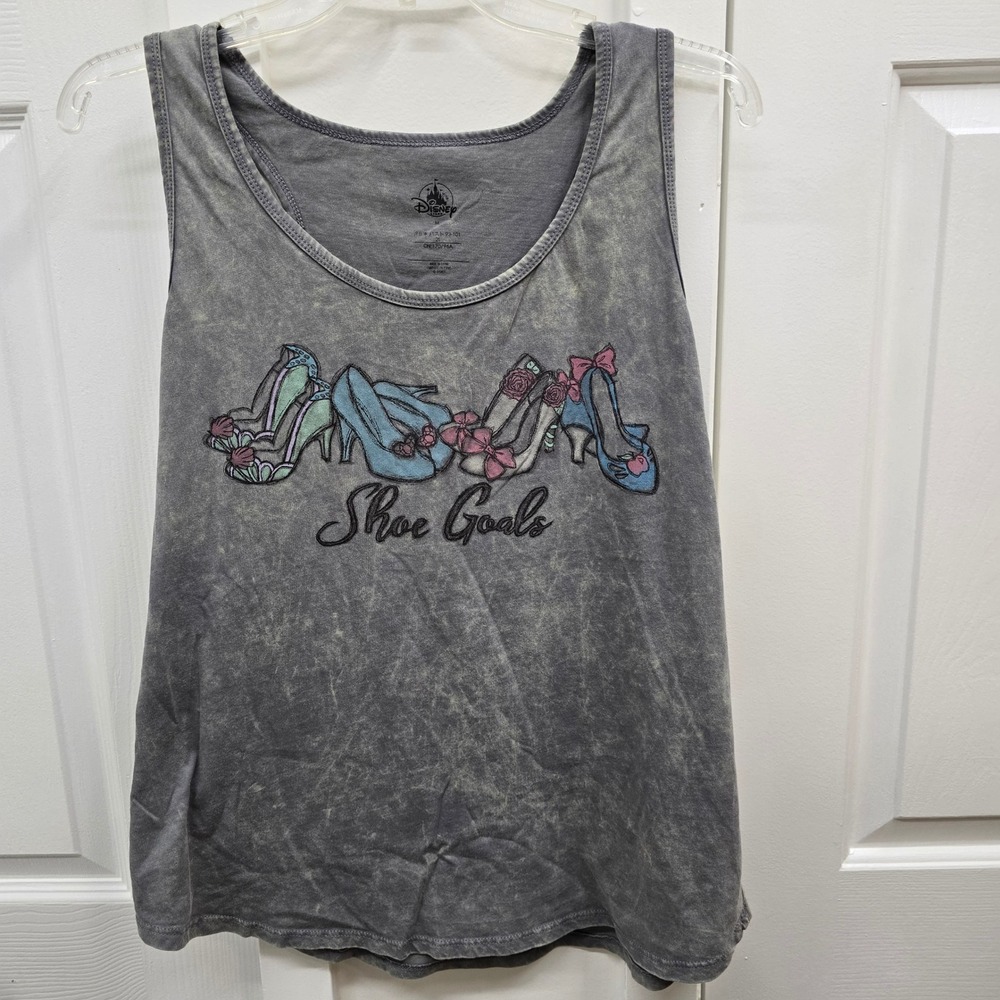 Disney Store Shoe Goals Acid Wash Tank Top Grey Princess Heels Medium